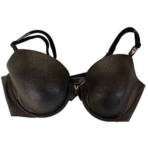 Victoria’s Secret Women’s 36D Black Metallic Lined Demi V-Gold Underwire Bra NWO
